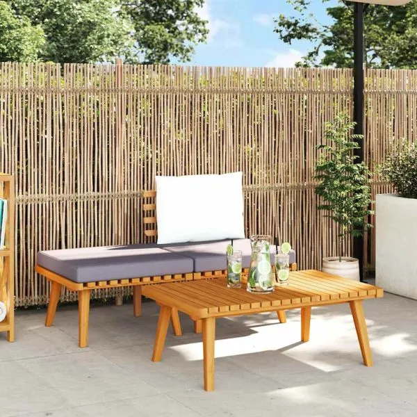 Set mobilier de grădină cu perne, 3 piese, lemn masiv acacia