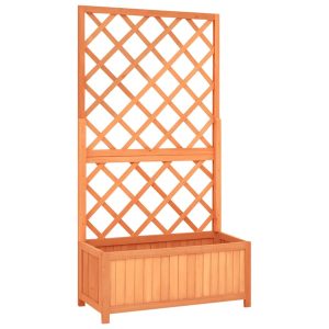 Jardinieră cu spalier, maro, 70x30x135 cm, lemn masiv brad