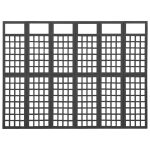 Separator cameră 6 panouri negru 242,5×180 cm nuiele/lemn brad
