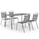 Set de masă pentru grădină, 5 piese, gri închis, oțel