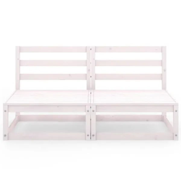 Set mobilier de grădină cu 2 locuri, alb, lemn masiv de pin