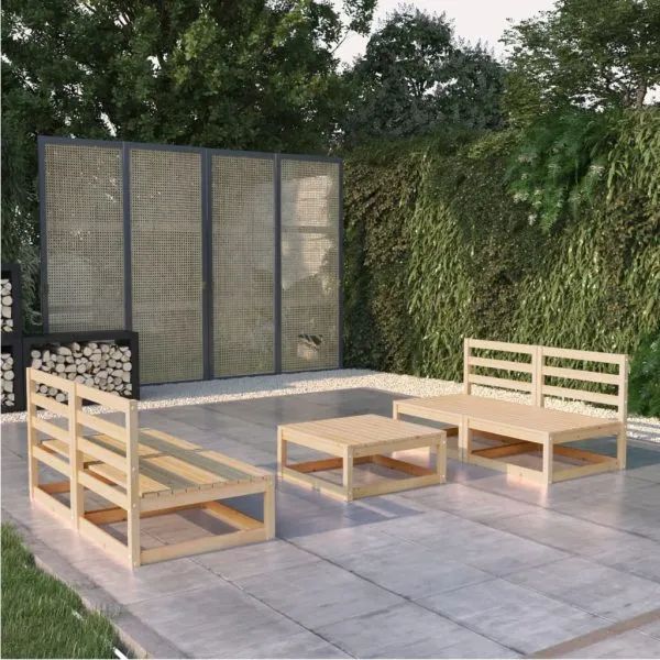 Set mobilier de grădină, 5 piese, lemn masiv de pin