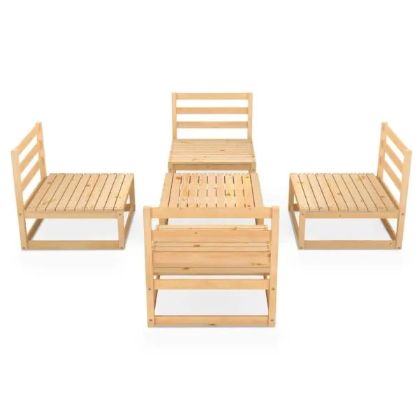 Set mobilier relaxare de grădină, 5 piese, lemn masiv de pin