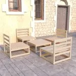 Set mobilier relaxare de grădină, 5 piese, lemn masiv de pin