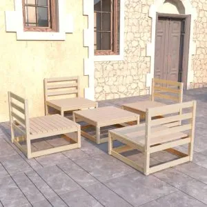Set mobilier relaxare de grădină, 5 piese, lemn masiv de pin