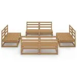 Set mobilier de grădină, 8 piese, maro miere, lemn masiv de pin