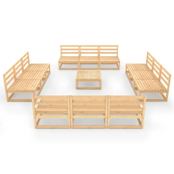 Set mobilier de grădină, 13 piese, lemn masiv de pin