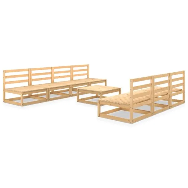 Set mobilier de grădină, 8 piese, lemn masiv de pin