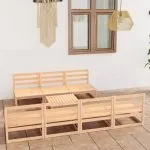 Set mobilier de grădină, 8 piese, lemn masiv de pin