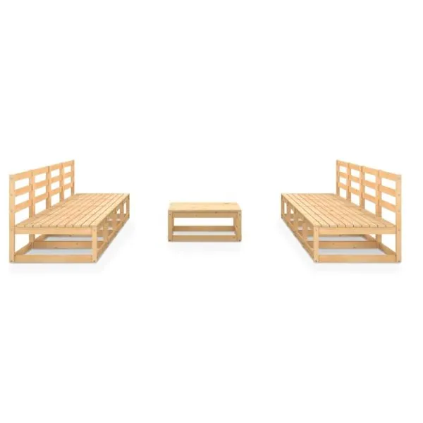 Set mobilier de grădină, 9 piese, lemn masiv de pin