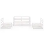 Set mobilier de grădină, 4 piese, alb, lemn masiv de pin