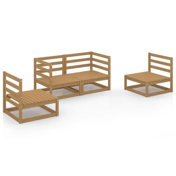 Set mobilier de grădină, 4 piese, maro miere, lemn masiv de pin
