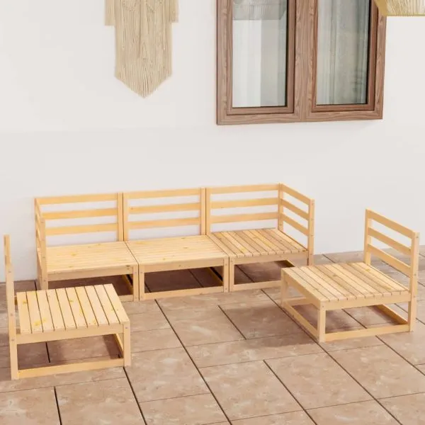 Set mobilier de grădină, 5 piese, lemn masiv de pin