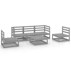 Set mobilier de grădină, 6 piese, gri, lemn masiv de pin