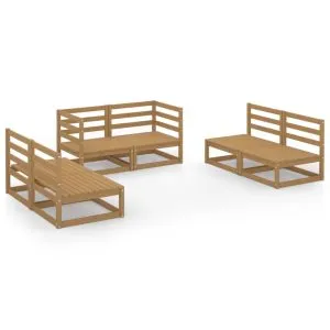 Set mobilier de grădină, 6 piese, maro miere, lemn masiv de pin