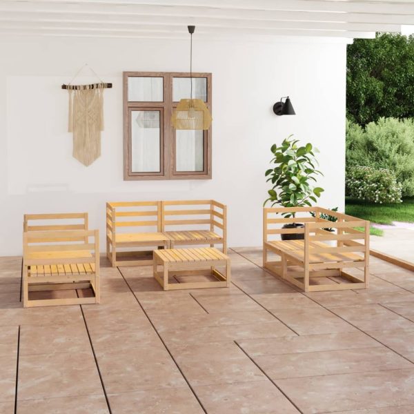Set mobilier de grădină, 7 piese, lemn masiv de pin