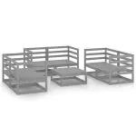 Set mobilier de grădină, 7 piese, gri, lemn masiv de pin
