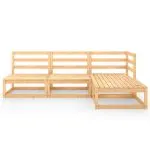Set mobilier de grădină, 4 piese, lemn masiv de pin