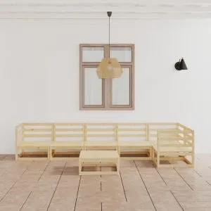 Set mobilier relaxare de grădină, 7 piese, lemn masiv de pin