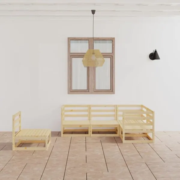 Set mobilier de grădină, 5 piese, lemn masiv de pin
