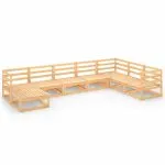 Set mobilier de grădină, 8 piese, lemn masiv de pin