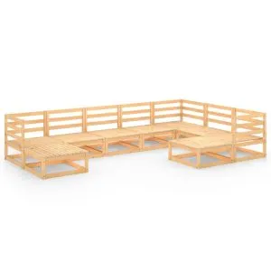 Set mobilier de grădină, 9 piese, lemn masiv de pin