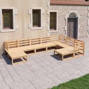 Set mobilier de grădină, 9 piese, lemn masiv de pin
