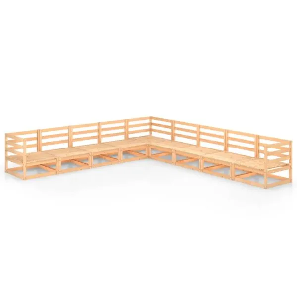 Set mobilier de grădină, 9 piese, lemn masiv de pin