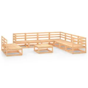Set mobilier de grădină, 10 piese, lemn masiv de pin