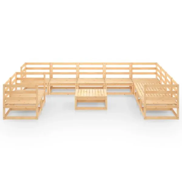 Set mobilier de grădină, 11 piese, lemn masiv de pin