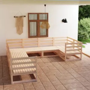 Set mobilier de grădină, 8 piese, lemn masiv de pin