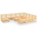Set mobilier de grădină, 12 piese, lemn masiv de pin