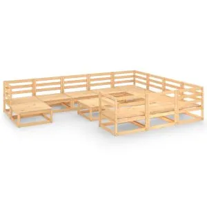 Set mobilier de grădină, 12 piese, lemn masiv de pin