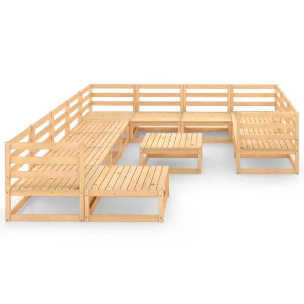 Set mobilier de grădină, 12 piese, lemn masiv de pin