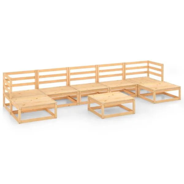 Set mobilier de grădină, 8 piese, lemn masiv de pin