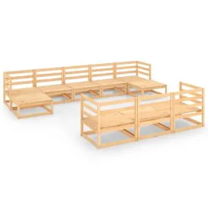 Set mobilier de grădină, 10 piese, lemn masiv de pin