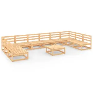 Set mobilier de grădină, 11 piese, lemn masiv de pin