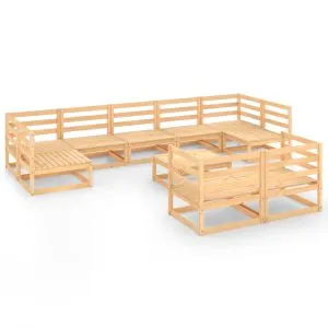 Set mobilier de grădină, 10 piese, lemn masiv de pin