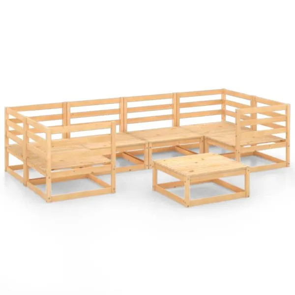 Set mobilier de grădină, 7 piese, lemn masiv de pin