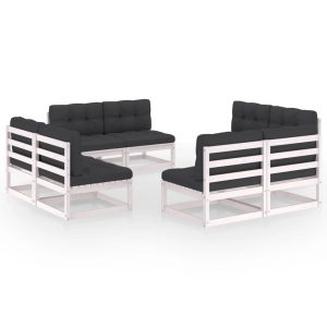 Set mobilier de grădină cu perne, 8 piese, lemn masiv de pin
