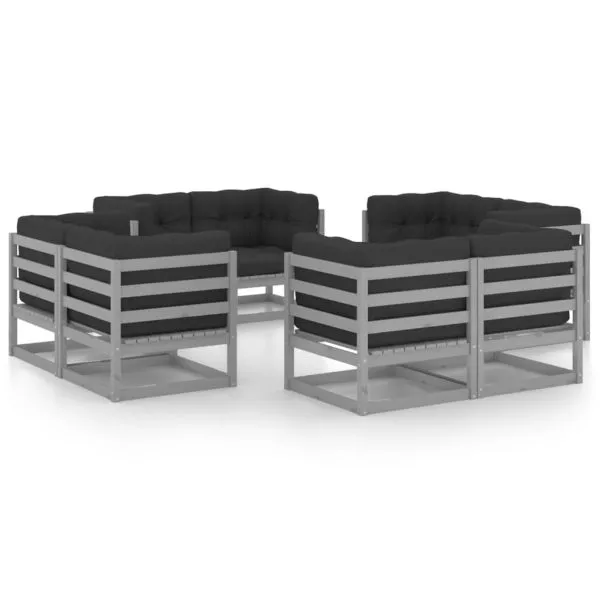 Set mobilier de grădină cu perne, 8 piese, lemn masiv de pin