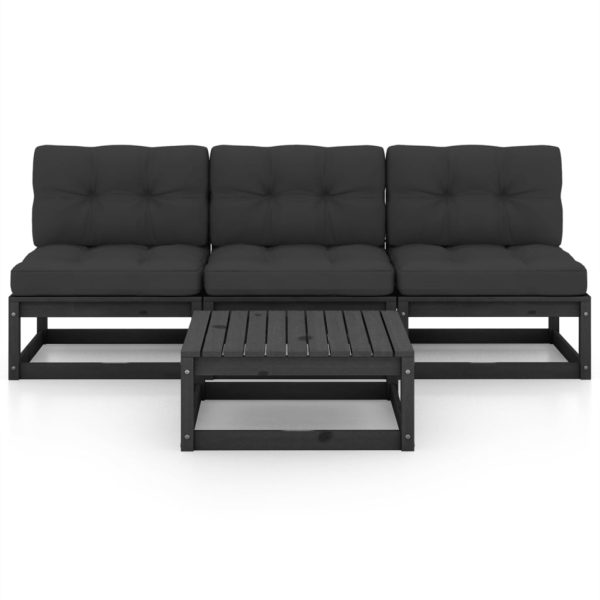 Set mobilier grădină cu perne, 4 piese, lemn masiv pin