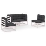 Set mobilier de grădină cu perne, 4 piese, lemn masiv de pin