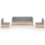 Set mobilier de grădină, 5 piese, cu perne, lemn masiv de pin