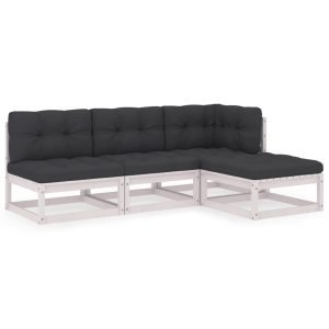 Set mobilier de grădină cu perne, 4 piese, lemn masiv de pin