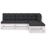Set mobilier de grădină cu perne, 4 piese, lemn masiv de pin