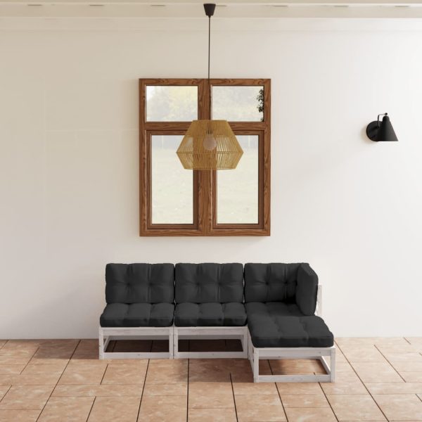 Set mobilier de grădină cu perne, 4 piese, lemn masiv de pin