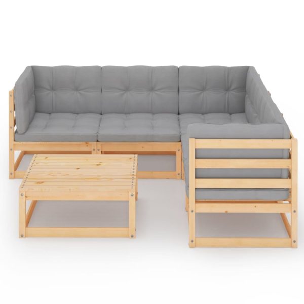 Set mobilier de grădină cu perne, 6 piese, lemn masiv de pin