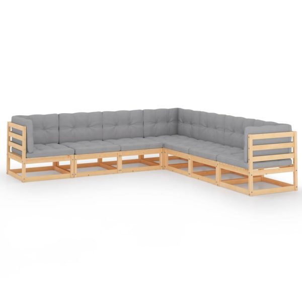 Set mobilier de grădină, 7 piese, cu perne, lemn masiv de pin