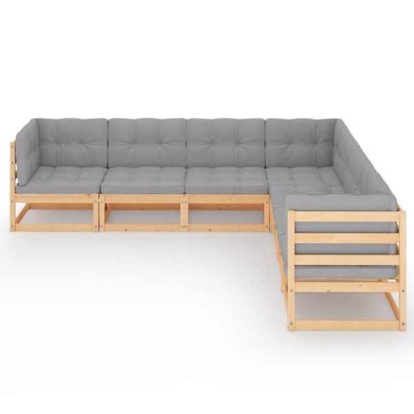 Set mobilier de grădină, 7 piese, cu perne, lemn masiv de pin